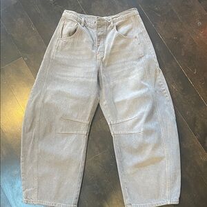 We The Free Button-Fly Mid-Rise Barrel Leg Denim Jeans